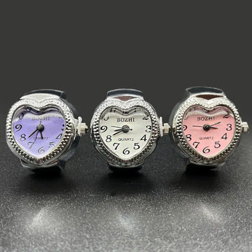DAIIIBABYYY  -  Punk Fashion Heart Mini Quartz Watch Finger Rings Women Men Couples Clock Retro Elastic Strap Watches Ring Jewelry